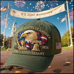 Green 250th Anniversary Eagle Patch Baseball Cap